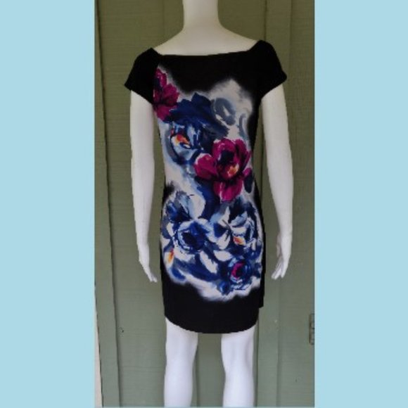 MAGGY LONDON Black Floral Shift DRess 14 - Picture 3 of 4